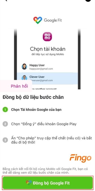 Nhấn Đồng bộ Google Fit