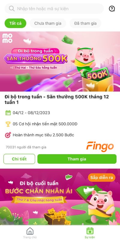 Các sự kiện đi bộ cùng MoMo