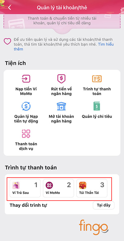 Thay đổi trình tự thanh toán hoàn tất