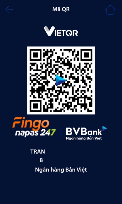 Màn hình lúc này sẽ hiển thị thông tin tài khoản, số tiền nhận và mã QR Bản Việt mà khách hàng vừa tạo.