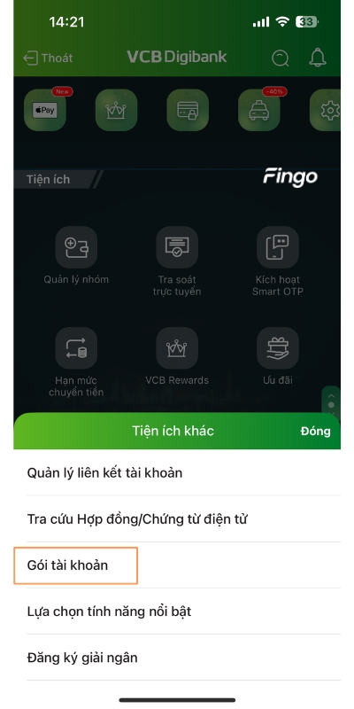 Cách hủy Bankplus Vietcombank bước 2