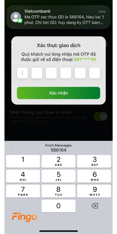 Hủy thông báo số dư tài khoản Vietcombank bước 3