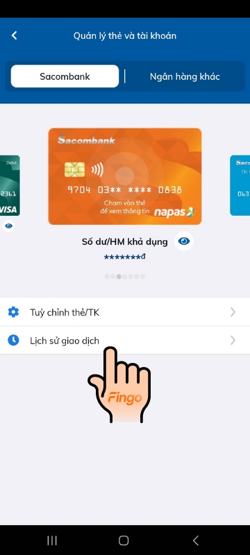 Chọn "Lịch sử giao dịch".