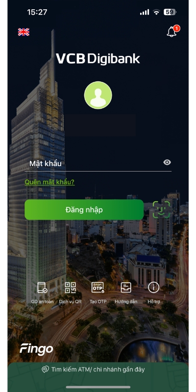 Cách lấy lại mật khẩu Vietcombank bước 1