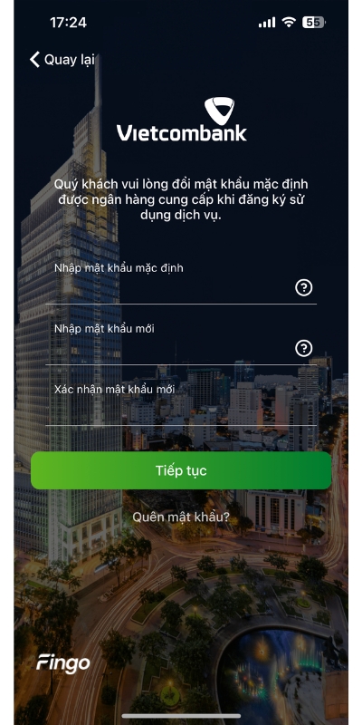 Cách lấy lại mật khẩu Vietcombank bước 6