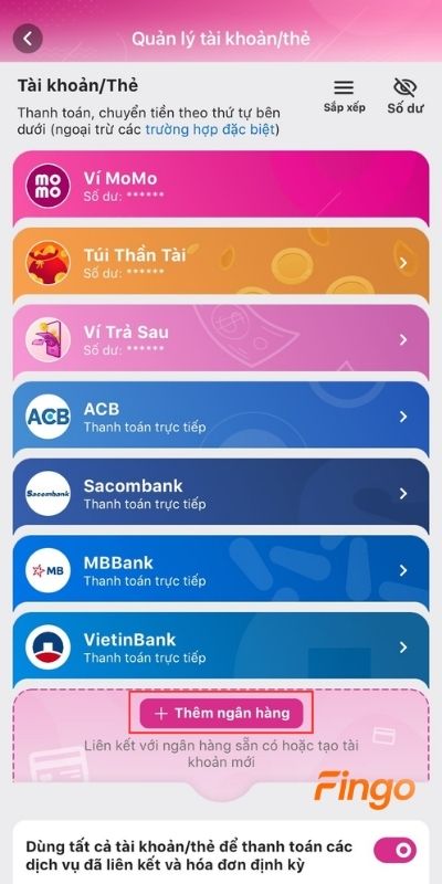 Chọn Thêm ngân hàng