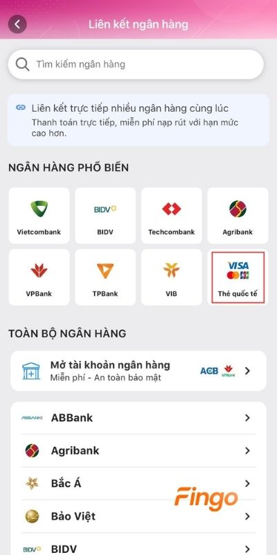 Chọn Thẻ quốc tế
