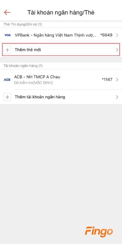 Chọn Thêm thẻ mới