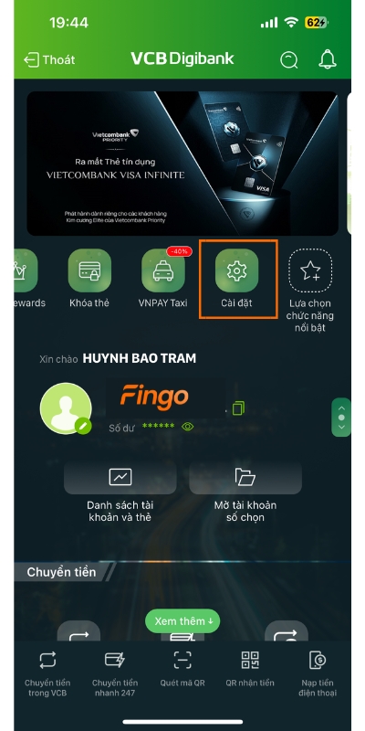 Cách lưu số tài khoản ngân hàng Vietcombank 1