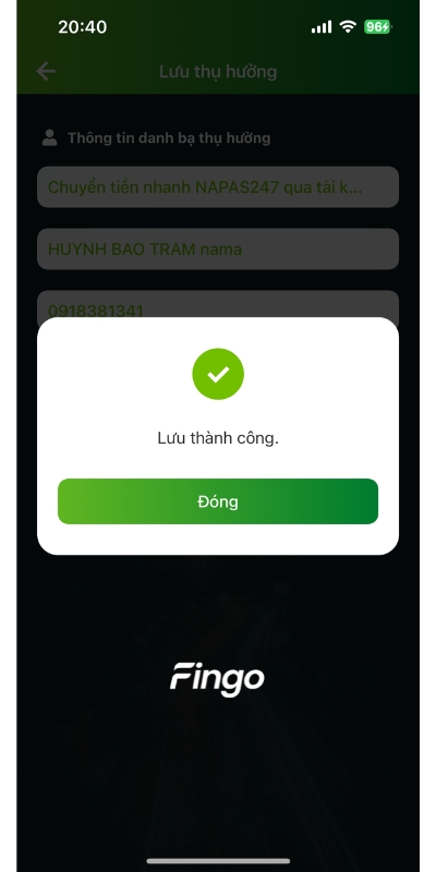 Cách lưu số tài khoản ngân hàng Vietcombank 7