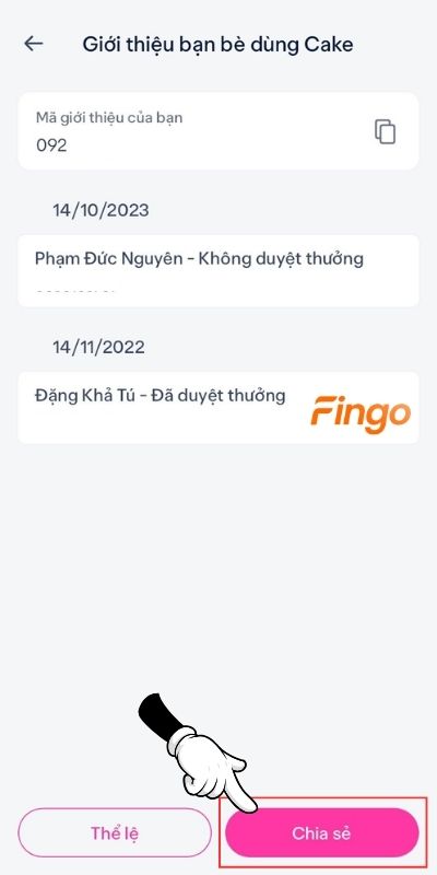 Bấm nút Chia sẻ