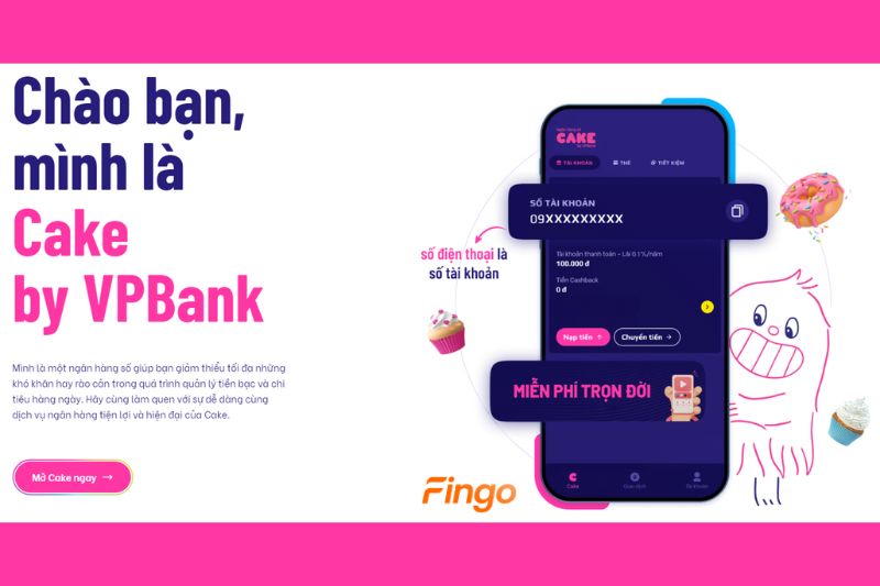 Khi nhấn vào link giới thiệu, màn hình sẽ hiển thị trang web chính thức của Cake