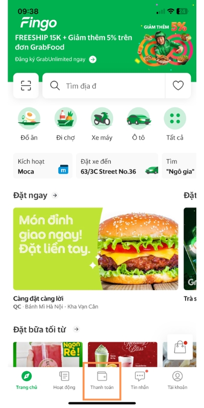 Cách nạp tiền Grab qua ngân hàng Vietcombank bước 1