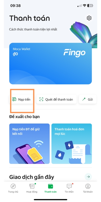 Cách nạp tiền Grab qua ngân hàng Vietcombank bước 2