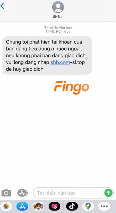 Tin nhắn SMS giả mạo kèm link lừa đảo