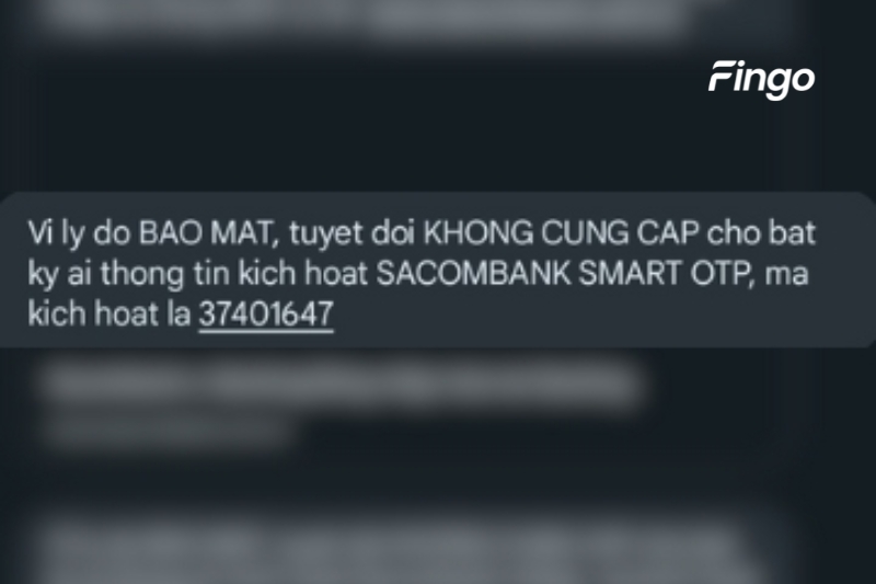Chỉ nhập mã xác thực từ Sacombank