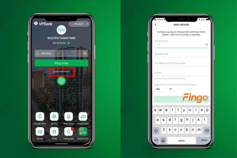 Chọn Quên mật khẩu và nhập các thông tin cá nhân