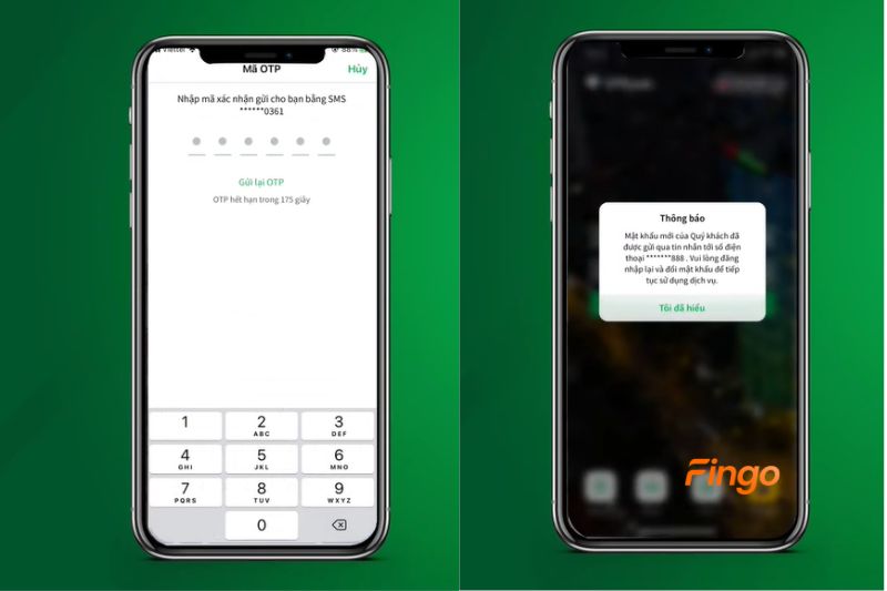Mật khẩu mới sẽ được gửi đến SMS sau khi nhập mã OTP