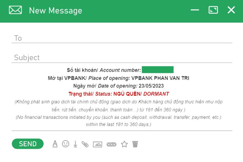 Tài khoản VPBank trạng thái ngủ quên là tài khoản không giao dịch trong vòng từ 181 đến 360 ngày