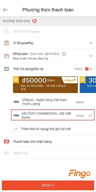 Thay đổi phương thức thanh toán