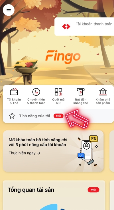 Nhấn chọn mục tính năng của tôi