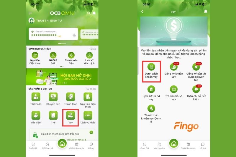 Thanh toán khoản vay OCB qua ứng dụng OCB OMNI