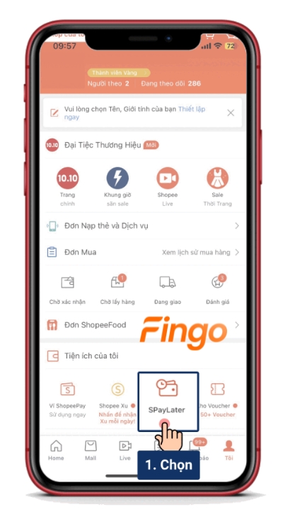 Chọn mục Spaylater