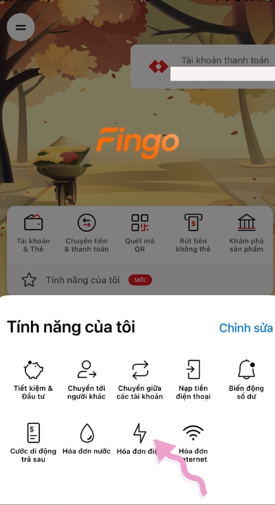 Chọn dịch vụ hóa đơn điện