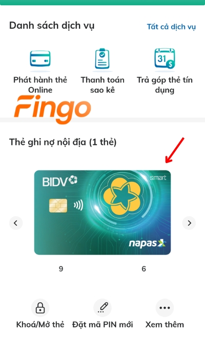 Lựa chọn thẻ mà khách hàng muốn thay đổi tài khoản liên kết
