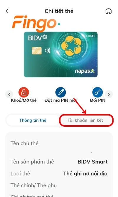 Tại đây, khách hàng chọn mục Tài khoản liên kết