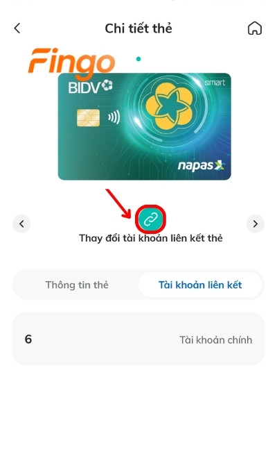 Chọn Thay đổi tài khoản liên kết thẻ.