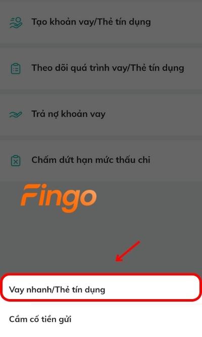 Màn hình lúc này xuất hiện popup, khách hàng chọn Vay nhanh