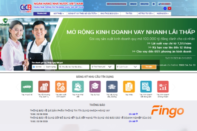 Kiểm tra điểm tín dụng trên hệ thống CIC