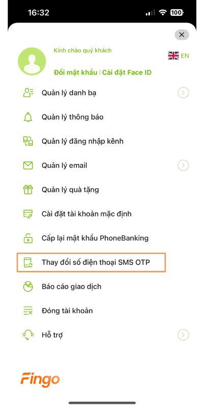 Cách đổi số điện thoại Vietcombank bước 2