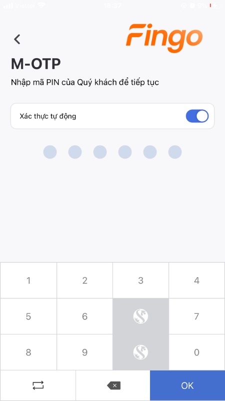 Nhập mã M-OTP