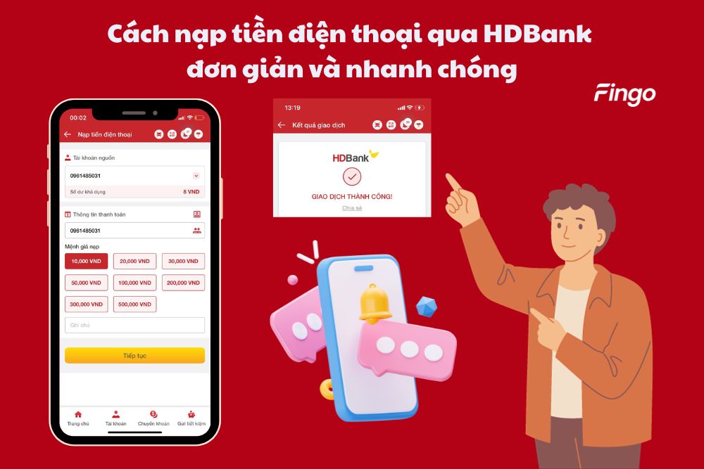 Cách nạp tiền điện thoại qua HDBank đơn giản và nhanh chóng