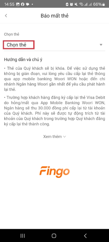 Chọn thẻ.