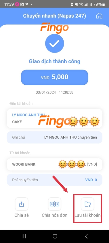  Chọn vào "Lưu tài khoản".