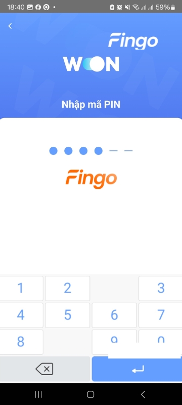nhập mã PIN.