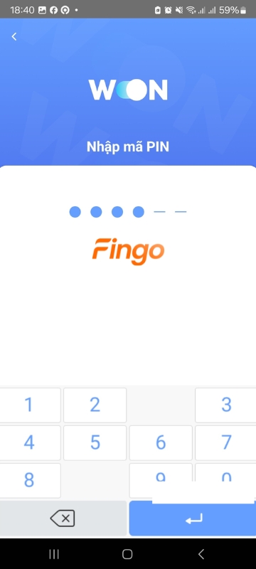 Nhập mã PIN theo yêu cầu.
