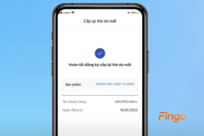  Nhập mã PIN và hoàn tất yêu cầu cấp lại thẻ Woori Bank.