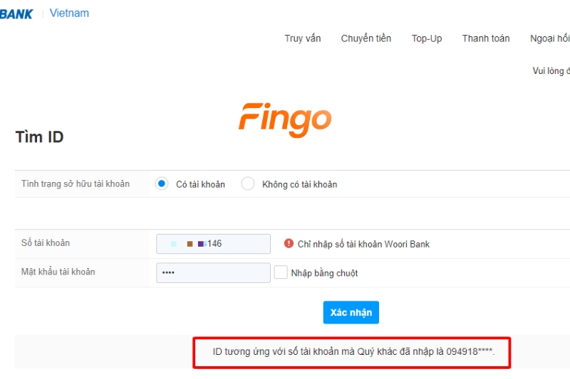  Tên đăng nhập tương đương hiển thị. 
