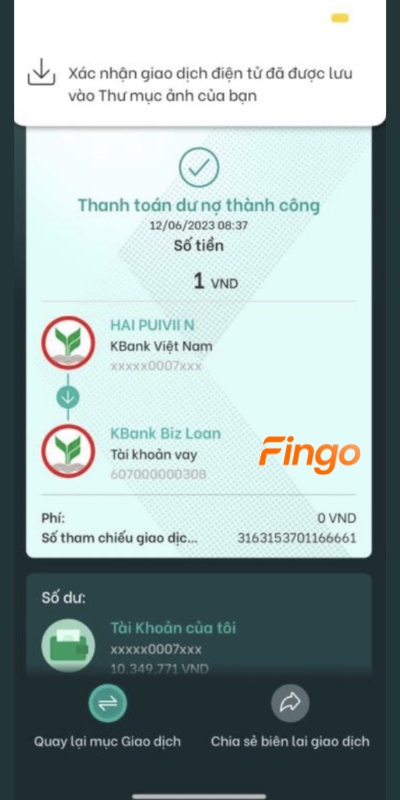 Xem xác nhận thanh toán