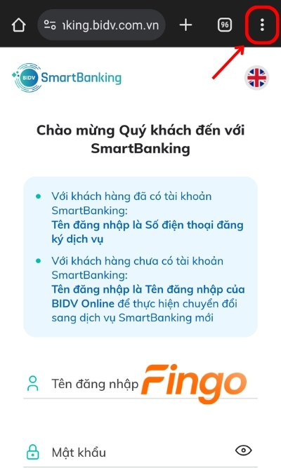 Chọn biểu tượng 3 chấm để bên góc phải phía trên theo hướng dẫn