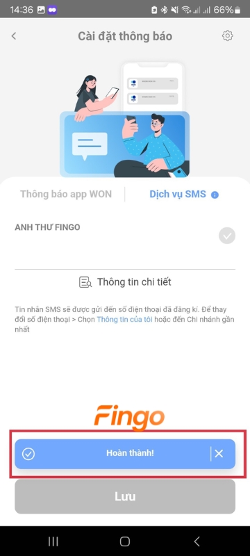  Hoàn thành hủy SMS Banking Woori Bank 