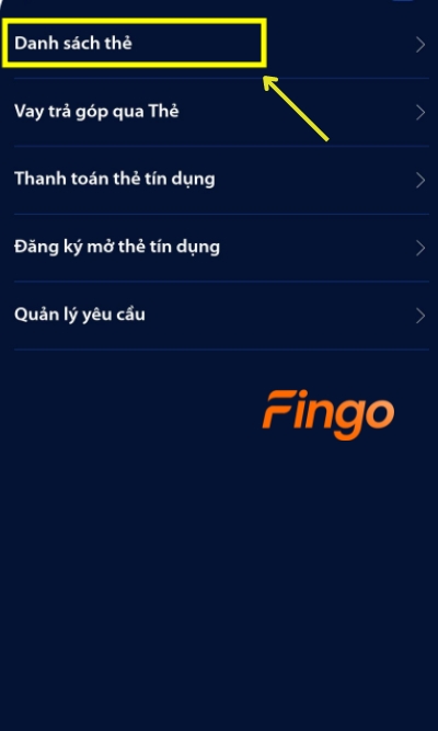 Chọn Danh sách thẻ