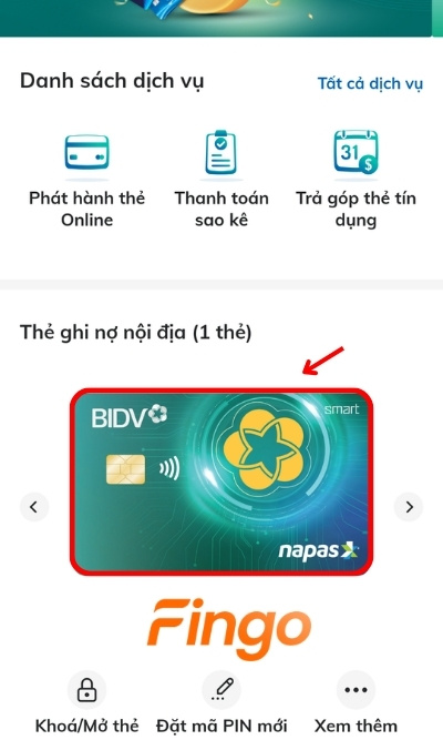 Chọn thẻ mà khách hàng muốn kiểm tra