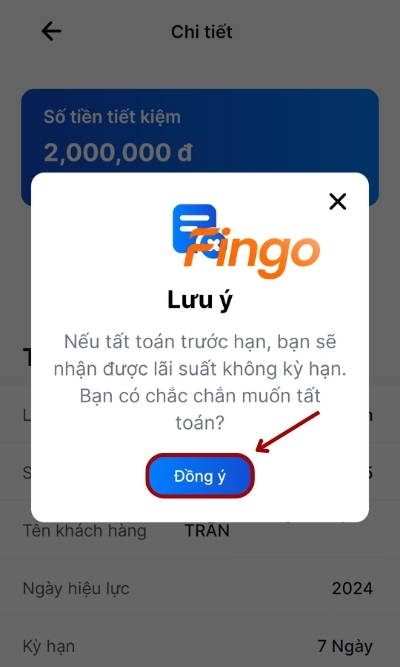 Chọn Đồng ý khi xuất hiện popup thông báo. 