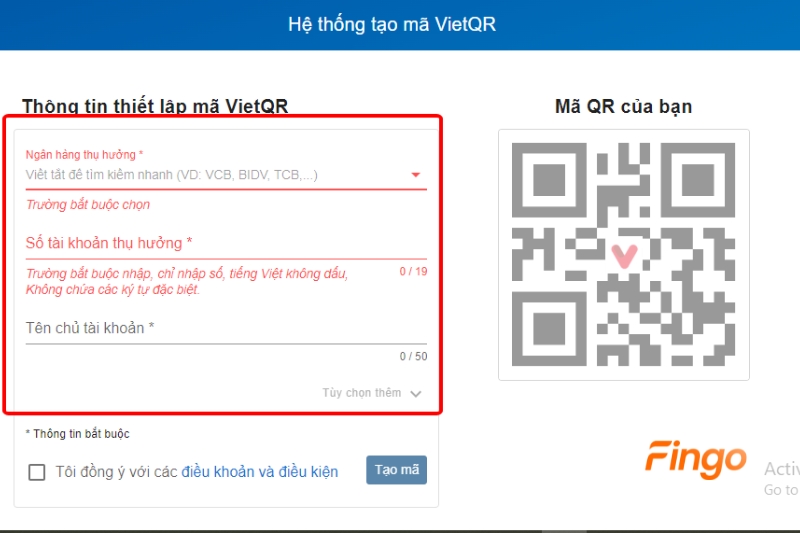 Cách tạo mã QR Woori Bank qua Website