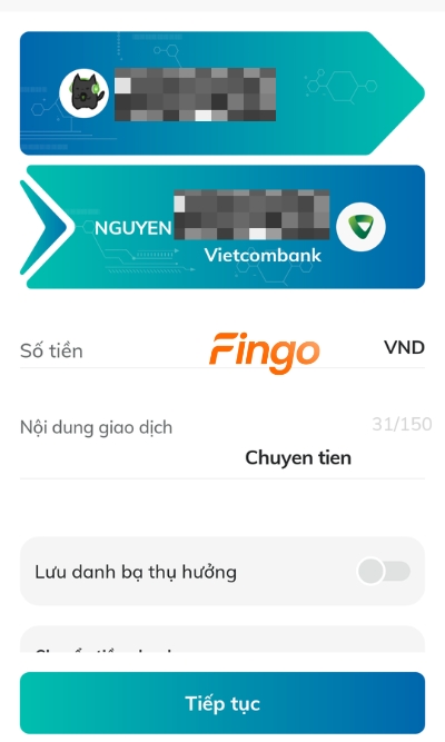 Nhập số tiền và nội dung